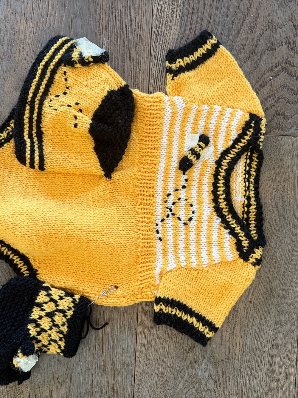Hand-Knit Yellow & Black Striped bumble bee costume for newborn